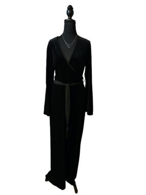 Calvin Klein Black Velvet Wrap Jumpsuit